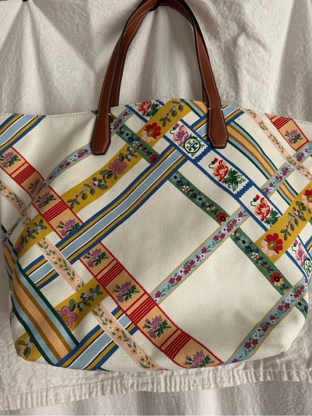 Tory Burch Canvas Tote Ribbon Weave